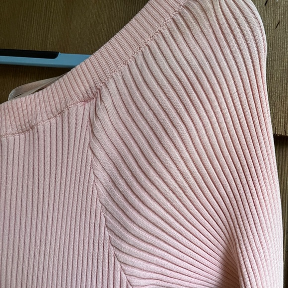 Bebe Off The Shoulder Ribbed Top Tiered Skirt Rose Dress Size L - Picture 6 of 12